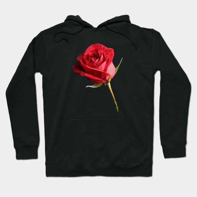 Romantic red rose low poly Hoodie by Starkey Store